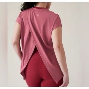 Athleta Essence Away Pink Sleeveless Open Tie Back Top